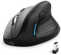 E-Yooso Souris Verticale Ergonomique sans Fil 6 Boutons, Batterie Rechargeable, 5 Niveaux DPI Réglables (4800 DPI Max), Connexion Bluetooth/2.4 GHz Via Récepteur USB Unifying Multi-Périphériques