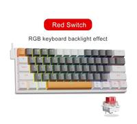 E-YOOSO Z11 RVB USB Mini clavier de jeu mécanique bleu rouge interrupteur 61 prédire poignées filaires câble amovible,portable pour voyage PC - Type Z11RGB-GW