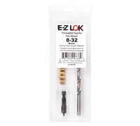 E-Z LOK 400-008 Kit d'embouts filetés pour bois, kit d'installation, laiton, avec 8 à 32 inserts filetés de couteau, 10 mèches, perceuse, outil d'installation