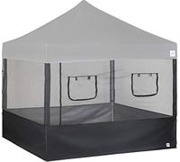 E-Z UP - Kit de parois latérales pour stand alimentaire, lot de 4, compatible avec un auvent à pieds droits de 3 m x 3 m (auvent/abri non inclus), comprend 2 fenêtres de service enroulables, maille de