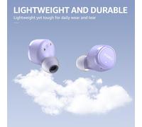 E1 Écouteurs Bluetooth Sans Fil, Ecouteurs Bluetooth Avec 5.3, Enc Appels, Ultraléger, Eqs Ajustement, 30H Lecture, Usb Type C, Ipx6 Violet