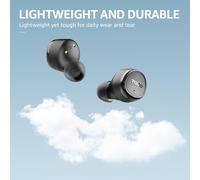 E1 Écouteurs Bluetooth Sans Fil, Ecouteurs Bluetooth Avec 5.3, Enc Appels, Ultraléger, Eqs Ajustement, 30H Lecture, Usb Type C, Ipx6 Noir