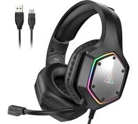 E1000 V2 Casque Gaming, Casque Pc Avec Usb-C & Usb-A, Son Surround 7.1 Casque Audio Gamer, Casque Avec Micro Et Lumières Rgb,[J165]