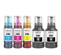 E102 Flacons d'Encre Compatibles Multipack pour Imprimantes ET-2700 2750 2751 2756 ET-2850 2851 2856 ET-3700 3750 ET-3850 ET-4750 ET-4850 4856 ET-15000 (Lot de 5, 2 Noir, 1 Cyan/Magenta/Jaune)
