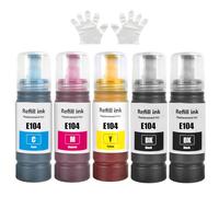 E104 Encre Compatible avec les Cartouches E104 Encre pour ET-1810 ET-2810 ET-2820 ET-2870 ET-2814 ET-2815 ET-2825 ET-2826 ET-2830 ET-2840 ET-2862 ET-2870 ET-2876 ET-4800 ET-4810 (5 Pack 2BK/C/M/Y)