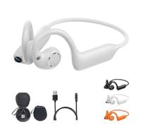 E12 Bone Conduction Headphones with Camera, IP54 Waterproof (White) | 8MP Smart Camera Open-Ear Headset EIS Video, AI, Hands-Free POV Camera, Bluetooth 5.4, AI Translation, Dual Mic for Daily Use