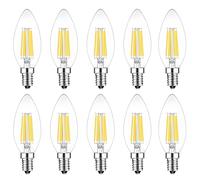 E14 LED Candle Bulb Dimmable 6w 60W Equivalent Cool White 6500K SES(Small Edison Screw) LED Chandelier Bulbs C35 Vintage Filament Energy Saving Candelabra Light Bulb 10 Packs
