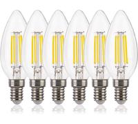E14 LED Light Bulb 40W Equivalent,5.5W C35 LED Filament Small Screw in Light Bulbs,750LM SES E14 Candle Bulb 4000K Cool White,Clear Glass,Non-Dimmable,Pack of 6