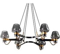 E14 Post-Moderne Lumière Lustre Luxe Éclairage Lumière Suspendue Créatif Américain Simple Pendant L’éclairage Salon Salle À Manger Chambre Salon Lumière Principale, Black and Gold, 6 Head