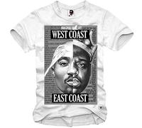 e1syndi Cate T-Shirt East Coast West Coast 2 Pac Notorious Big Eazy E S/M/L/XL - Blanc - M