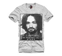 E1SYNDICATE T-SHIRT CHARLES MANSON HELTER SKELTER 70s CALI LSD 666 MUGSHOT GRIS S-XL