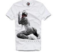 E1SYNDICATE T-Shirt PIN UP Model Full Body Tattoo ACT INC Machine Porn Star(Medium)
