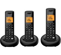 E260 S. Voice Trio - Téléphone Fixe Sans Fil Dect Avec Répondeur - Design Compact - Grand Écran Rétroéclairé - Mains Libres - Fonction Blocage Des Appels Indésirables - 3 Combinés - Noir