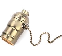E27 Aluminium Vintage Light Socket with Pull Chain Desk Lamp Lighting Holder Screw Base (Bronze)