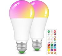 E27 Ampoule de Ambre Sommeil avec Télécommande, 12W RGB LED Ampoule Anti Lumière Bleue 2000K Pour la Chambre de Bébé, la Chambre à Coucher 2 Paquets