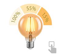E27 Ampoule LED G95 blanc extra chaud (2500 K) 7,3 W 818lm variateur à 3 [EEK: E]