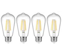 E27 Ampoules LED 12W Edison Vintage ST64, Blanc Chaud 2700K, 1200LM, Equivalent à Ampoule Incandescente 120W, Ampoule Rétro à Filament, Rétro Antique Lampe décorative,Lot de 4 (2700K-Clear)