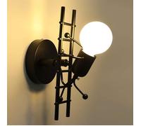 E27 Applique Murale Interieur Vintage Lampe murale Humanoïde Créatif Individuels Applique Métal Lampe Noir