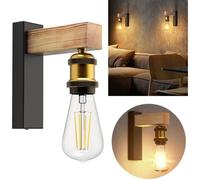 E27 Applique Murale Intérieur, Zaku Lampe Murale Industrielle Vintage Plafonnier Rétro avec Bois Design Laiton Douille