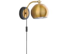 E27 Applique murale intérieure, Lampe Murale vintage dorée avec interrupteur et prise, Lampe de chevet réglable avec câble Applique de lecture, Lampe industrielle rétro pour salon, chambre, bureau