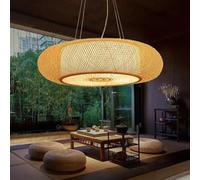 E27 Bambou Suspension Rétro Plafonnier Bambou Naturel Lustre Rotin Abat-Jour Lampe Suspendue Tissé à La Main Restaurant Salon Chambre Bureau Éclairage Décoratif, Bamboo., 80CM