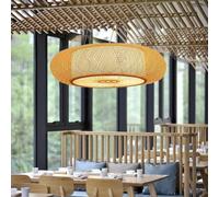 E27 Bambou Suspension Rétro Plafonnier Bambou Naturel Lustre Rotin Abat-Jour Lampe Suspendue Tissé à La Main Restaurant Salon Chambre Bureau Éclairage Décoratif, Bamboo., 60CM