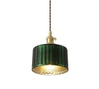E27 Base Single-Head Chandelier, Nostalgic Retro Style Pendant Light, Creative Dark Green Glass Hanging Lamp, Ideal for Hotel, Cafe, and Corridor Decor