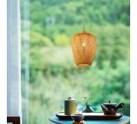 E27 Boho Suspension Abat-Jour en Bambou Lampe Suspendue Tissée à La Main Bambou Tissé Lanterne Lumière Osier Lumière Abat-Jour en Rotin Plafonnier pour Salon Salle À Ma, One Color, 3 Heads