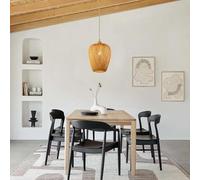 E27 Boho Suspension Abat-Jour en Bambou Lampe Suspendue Tissée à La Main Bambou Tissé Lanterne Lumière Osier Lumière Abat-Jour en Rotin Plafonnier pour Salon Salle À Ma, One Color, 19 * 41cm