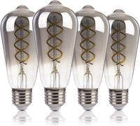E27 Bulb Equivalent 40W,4W ST58 LED Filament Spiral Vintage E27 Bulb,260LM Cool White 5000K,Non-Dimmable,Smoke Grey Glass,CRI82,Pack of 4