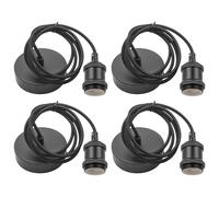 E27 Cable Suspension Luminaire: 4 Pièces Suspension Support De Lampe Avec Anneau à Vis, Support De Lampe E27 Avec Câble Réglable De 150 Cm Pour éclairage Au Plafond Salon, Chambre (Noir)