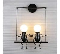 E27 Chambre D'enfants Humanoïde Créatif Applique Murale Interieur Lampe Murale Moderne Lampe de Mur Lampe Suspendue Art Déco pour Chambre à Coucher Couloir Restaurant Escalier Cuisine (noir,double A)