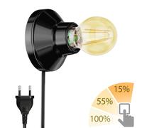 E27 Douille de lampe en porcelaine Elektra ronde Fiche interrupteur noir + LED