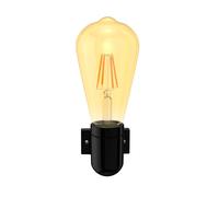E27 Douille murale en porcelaine FEL noir incl. lampe E27 rétro or 3,83W