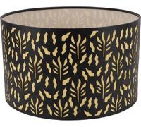 E27 E14 Abat-jour en métal Abat-jour tambour en métal Abat-jour creux sculpté avec doublure 25cm Water Grass Leaves Black Water Grass Yellow Lining
