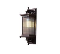 E27 Industrial Retro Wall Light Ip65 Waterproof Led Wall Lights European Outdoor Wall Sconces Porch Brown Finish With Striped Glass Shade Die-Aluminum Wall Lantern For Aisle Corridor Gar