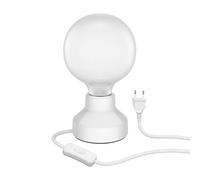 E27 Lampe de table en porcelaine TIX ronde avec fiche et interrupteur blanc 90mm [EEK: D]
