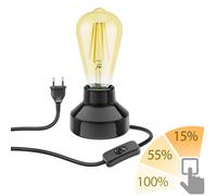 E27 Lampe de table en porcelaine TIX ronde avec fiche interrupteur noir + LED [EEK: E]