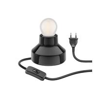 E27 lampe de table en porcelaine TIX ronde fiche interrupteur noir 90mm + E27 [EEK: E]