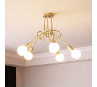 E27 Lustre Plafonnier Industriel - 5 têtes Vintage Lampe de Plafond en Métal Doré pour Salon Chambre Cuisine Couloir - SMOTOP