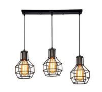 E27 Metal Industriel Suspensions Luminaire Cage Industrielle Plafonnier Luminaire Cage Metal Suspensions Vintage Style Plafonnier Lumiere pour Salon Salle Chambre-3x E27