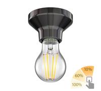E27 Plafonnier en porcelaine Elektra rond noir 90mm + ampoule LED 6,96W