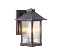 E27 Square Brown Die-Aluminum Wall Light Outdoor Wall Sconce Ip43 Waterproof Wall Lantern With Glass Shade Villa Patio Exterior Wall Lighting Fixture Home Balcony Gate Light/18 * 20 * 28Cm