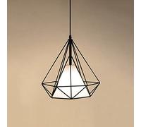E27 Suspension Lustre Métal Moderne Luminaire Industrielle, Lampes de Plafond Abat-Jour Forme Diamant Métal Décoration d'éclairage pour Cuisine Chambre Lampe de Salle (Noir)