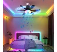 E27 Ventilateur de plafond à LED 3 Vitesse Fan Silencieux avec Dimmable Eclairage 3 Couleurs, 6 Pales, télécommand, Salon Chambre