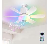 E27 Ventilateur de Plafond avec Lumière et Telecommande Musique Haut-parleur Bluetooth Ventilateur Plafond LED Silencieux Fan Plafonnier RGB Dimmable Lampe de Ventilateur Silencieux pour Salon Chambre