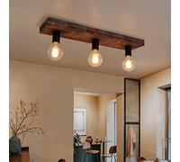 E27 vintage plafonnier bois rectangle lustre 3-ampoules led rétro de plafond industriel métal suspension salle à manger salle de séjour salle de bain couloir escalier café bureau minimaliste lumière