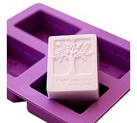 E2O Tech - Moule à savon Arbre de vie rectangulaire avec 4 cavités - Moule à savon en silicone et de résine - Moule pour la fabrication de savons fait maison.
