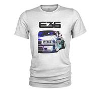 E36 M3 T-shirt au design laser pour homme - Blanc - Large