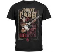 E3RDH5F37 Johnny Cash Men's Hot Blue Guitar T-Shirt